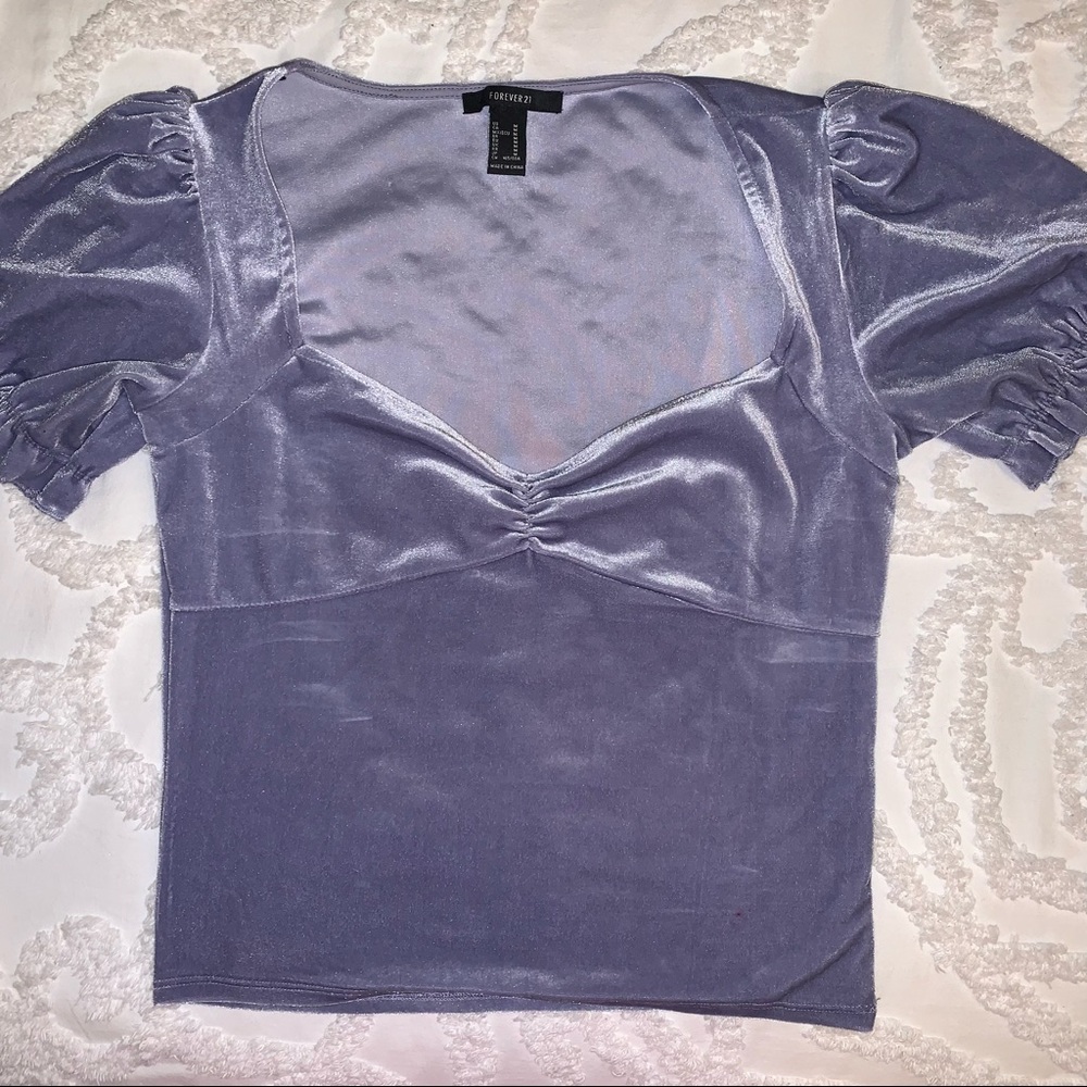Light Purple Velvet Puff Sleeve Top Forever 21 M